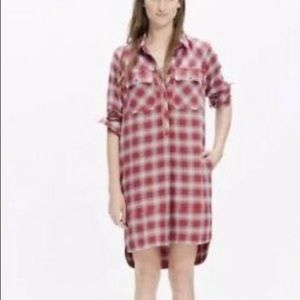 PLAID SHIRT DRESS, XS